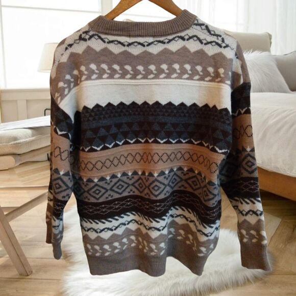 COZY KNIT FAIR ISLE FISHERMAN VINTAGE 80S 90S UGLY WINTER SWEATER GRANDP… - Picture 11 of 15